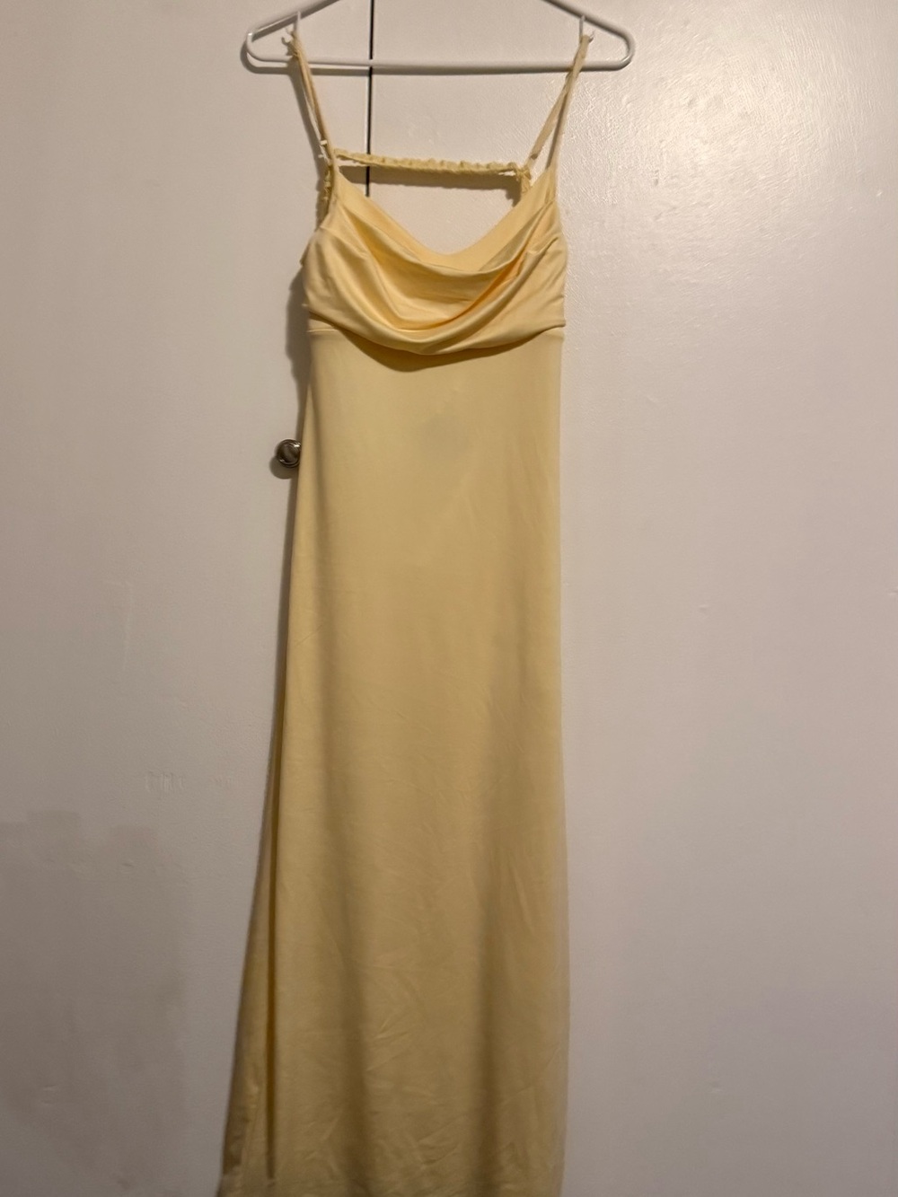 Light Yellow Cowl Neck Maxi Slip Dress